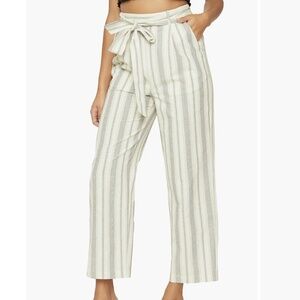 Lost + Wander Terrace On Rialto Belted Cotton Pants In White/Gray Pinstripe